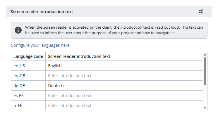 Screen Reader Introduction Text